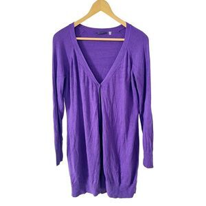 Elie Tahari Purple Silk Cashmere Blend Long Cardigan Sweater